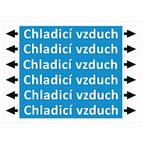 Značení potrubí ISO 20560, chladicí vzduch, 200 × 26 mm